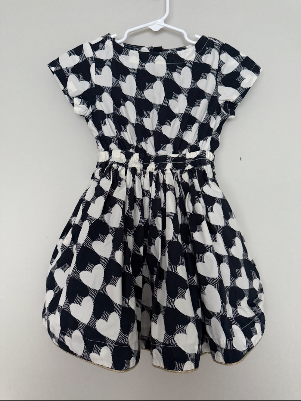 J. Crew Factory Crewcuts Navy & White Heart-Print Girls' Dress Size